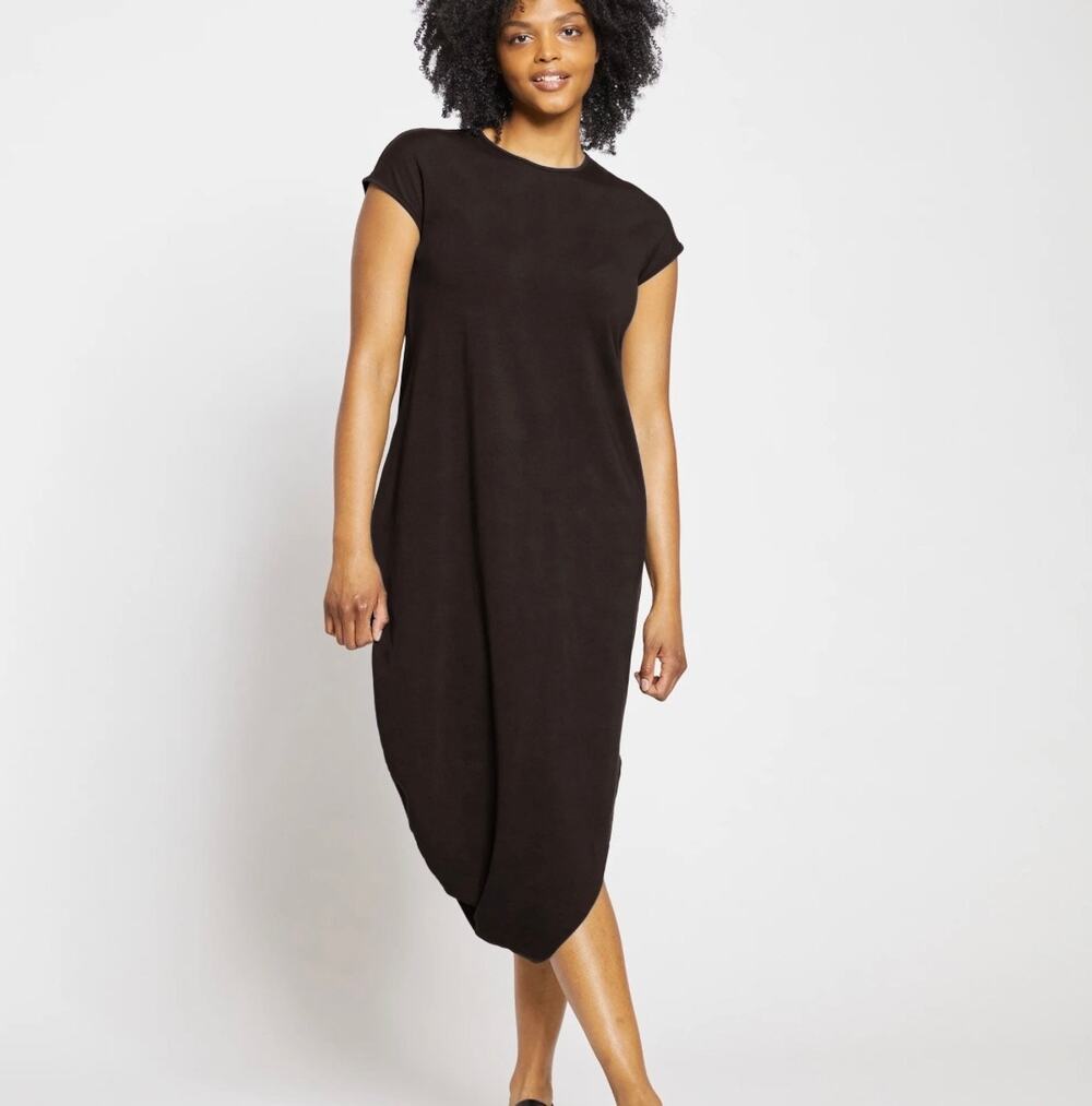 Universal Standard Size Medium Iconic Geneva Dress Black Cotton Blend Stretchy - Picture 1 of 9